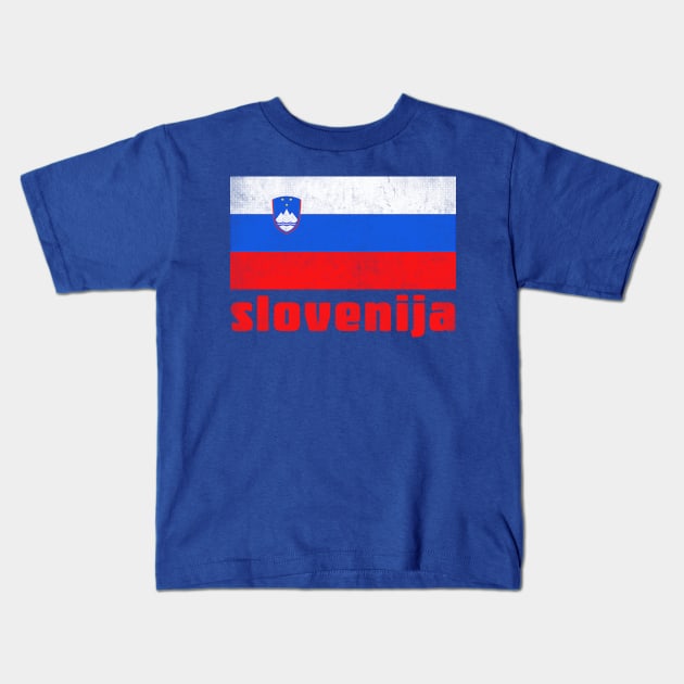 Slovenija / Slovenian  Faded Style Flag Design Kids T-Shirt by DankFutura